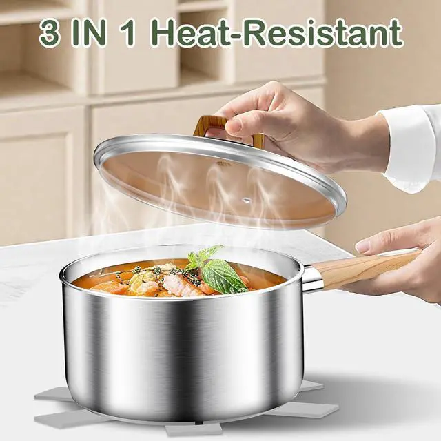 Alt view image 5 of 7 - 13 Piece Stainless Steel Pots and Pans Set, Tri-Ply Base Induction Cookware, Dishwasher Safe Kitchen Cooking Set