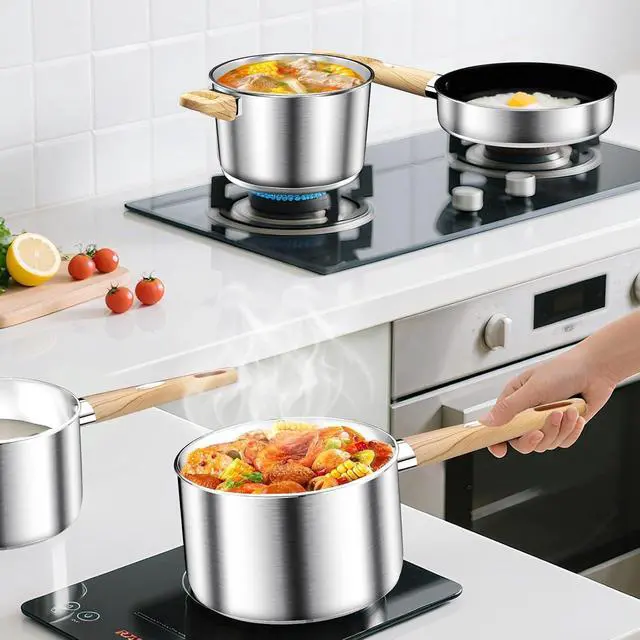 Alt view image 7 of 7 - 13 Piece Stainless Steel Pots and Pans Set, Tri-Ply Base Induction Cookware, Dishwasher Safe Kitchen Cooking Set