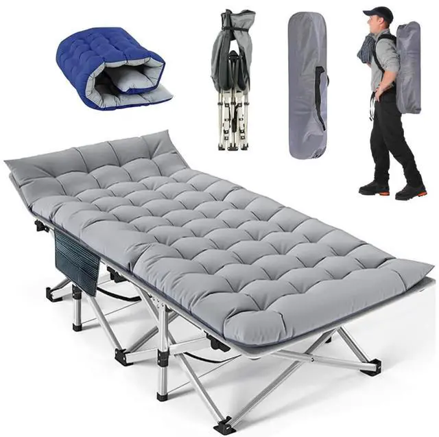Main image of Heavy Duty Folding Camping Cot with Padded Mattress for Adults, 10-Leg Stable Sleeping Cot Supports 500 Lbs for Camping Travel Tent Indoor Guest Use