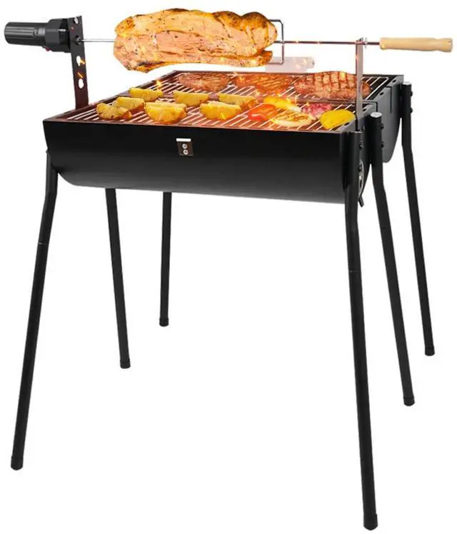Main image of Portable Charcoal Double-Sided Smoker Grill with Thermometer for Outdoor Patio Backyard Camping Picnics and Parties