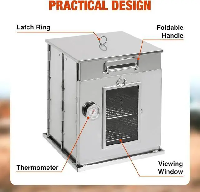 Alt view image 2 of 7 - 14" Foldable Camping Oven with 2 Tier Grill Grates, Stainless Steel Portable Outdoor Oven Compatible with Wood Burning and Propane Stoves for Camping BBQ Baking