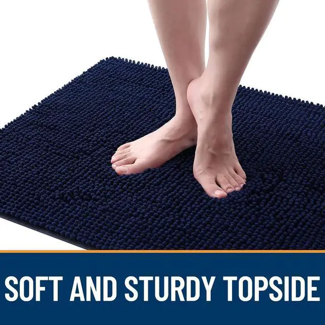 Alt view image 4 of 7 - 59 x 35 Inch Chenille Dog Door Mat Super Absorbent Non Slip Mud Mat Washable Quick Drying Indoor Entryway Floor Carpet for Muddy Paws Navy Blue