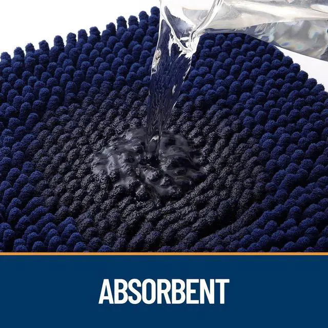 Alt view image 3 of 7 - 59 x 35 Inch Chenille Dog Door Mat Super Absorbent Non Slip Mud Mat Washable Quick Drying Indoor Entryway Floor Carpet for Muddy Paws Navy Blue