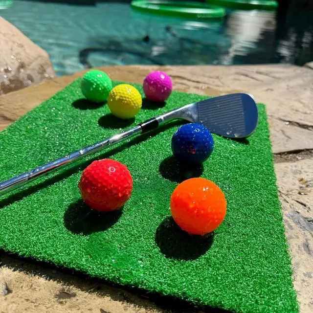 Alt view image 3 of 7 - Floating Golf Green for Pool, Putting Turf Mat with 3 Different Sized No-Drift Chipping Targets, Floating Golf Balls Game Set for Golfers
