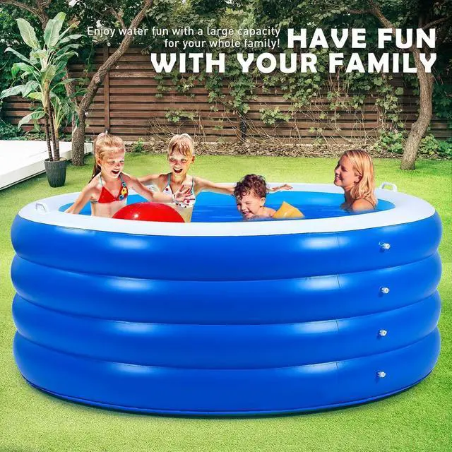 Alt view image 6 of 7 - 72" X 30" Round Inflatable Swimming Pool, Thick PVC Kiddie Pool with 4 Air Chambers, Handles & Drain Plug for Backyard Outdoor Use