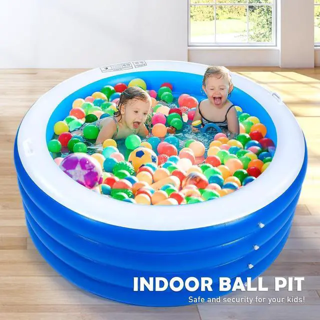 Alt view image 7 of 7 - 72" X 30" Round Inflatable Swimming Pool, Thick PVC Kiddie Pool with 4 Air Chambers, Handles & Drain Plug for Backyard Outdoor Use