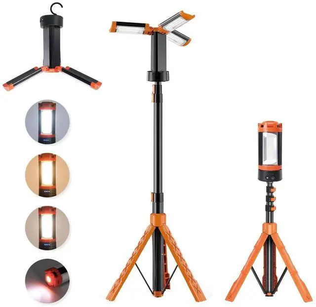Main image of Rechargeable LED Camping Light with Adjustable Tripod Stand, 2500 Lumens Portable Work Lighting with 5 Modes for Emergency Hiking Power Outages