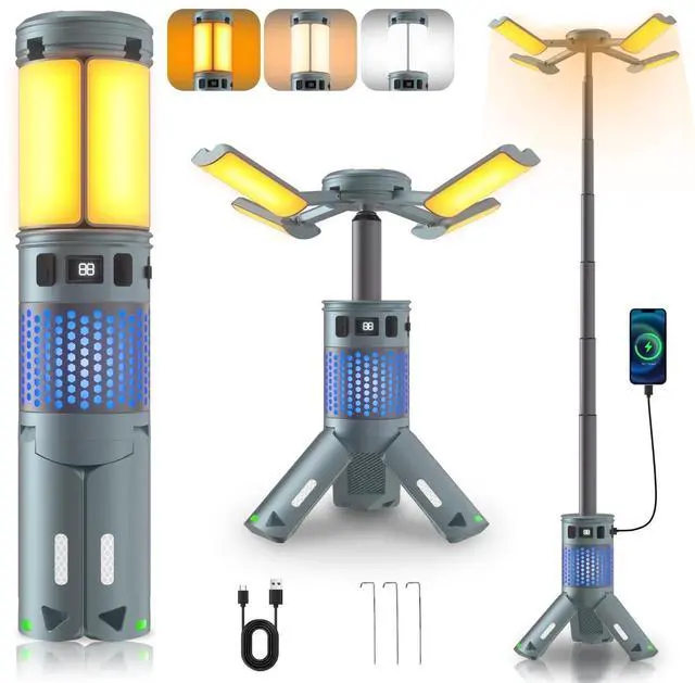 Main image of Rechargeable Telescopic Camping Light with Stand, 12000mAh RGB Camping Lantern with Magnetic Base IPX5 Waterproof Portable Flashlight for Camping Hiking Emergency