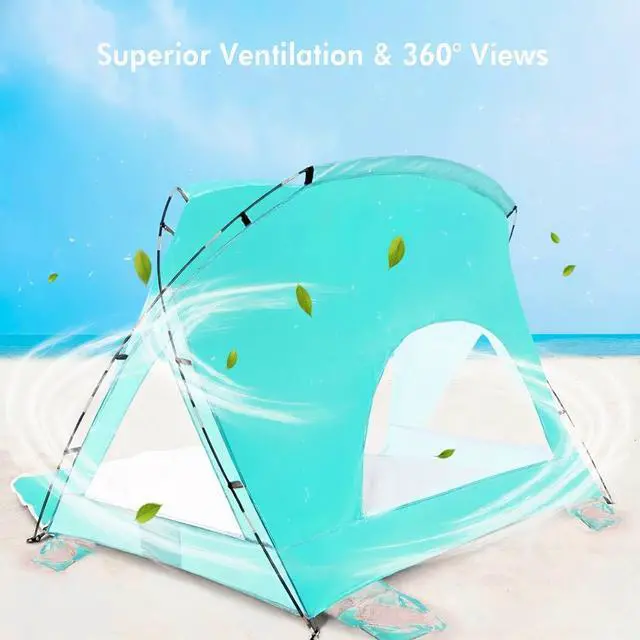 Alt view image 4 of 6 - Portable Beach Tent Sun Shelter with UPF 50+ UV Protection, Waterproof Shade Canopy Cabana Available in Multiple Sizes for Family Outdoor Picnics Fishing Camping