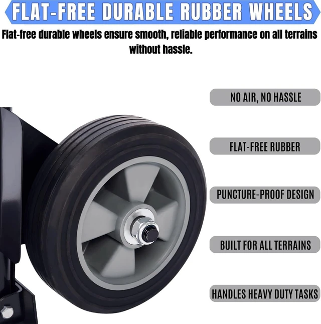 Alt view image 7 of 7 - 600 LB Heavy Duty Folding Hand Dolly Cart Puncture Proof Solid Rubber Wheels Ergonomic Dual Grip Handle Flat Fold Portable Trolley for Warehouse Home Office Shopping Moving