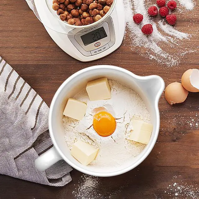 Alt view image 5 of 6 - 5 Quart White Ceramic Replacement Mixer Bowl, Compatible with 4.5-5Qt Tilt-Head Stand Mixers, with Ergonomic Handle and Pour Spout, Oven Microwave Freezer Dishwasher Safe for Baking Prep