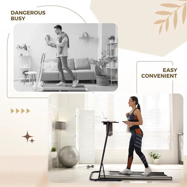 Alt view image 3 of 7 - Adjustable Height Treadmill Desk Standing Workstation, Fitness Laptop Desk with Cup Holder & Tablet Slot for Walking Pad Exercise Bike Home Office Indoor Cycling