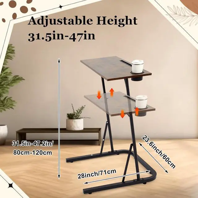 Alt view image 4 of 7 - Adjustable Height Treadmill Desk Standing Workstation, Fitness Laptop Desk with Cup Holder & Tablet Slot for Walking Pad Exercise Bike Home Office Indoor Cycling