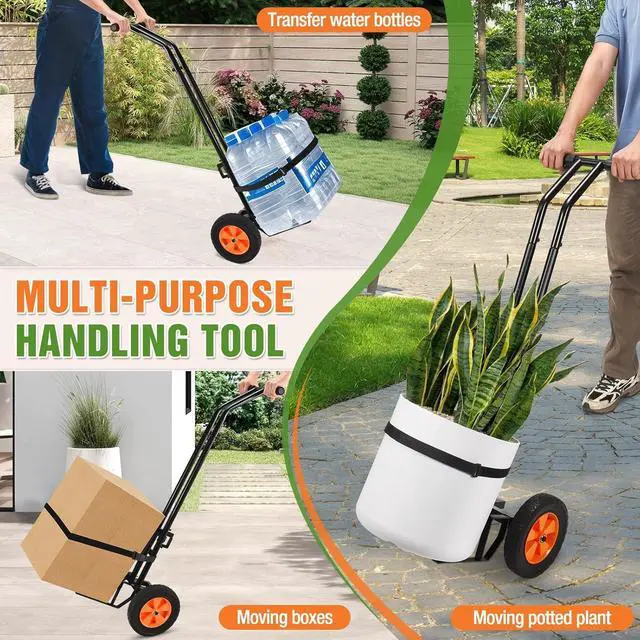 Alt view image 6 of 7 - Heavy Duty Wheeled Plant Caddy Dolly with Adjustable Gripping Arm, Secure Strap and Suction Cups, 175 LBS Capacity T Handle Pot Mover for Indoor Outdoor Flower Pots and Gardening Transport