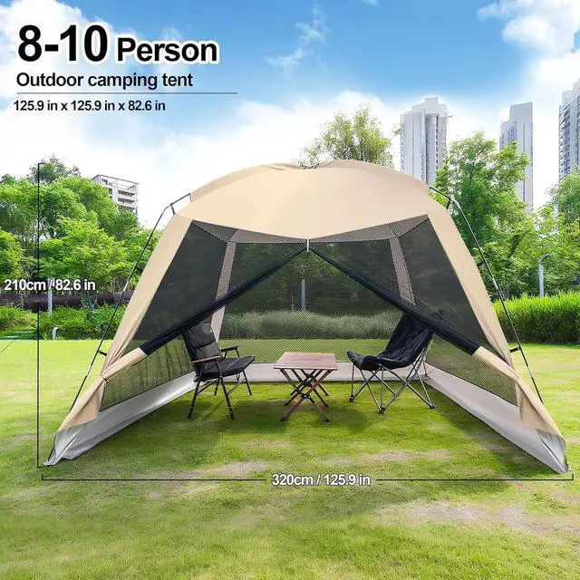 Alt view image 5 of 7 - 12'x12' Portable Camping Screen Tent with UV Protection, 8-10 Person Instant Screen Canopy with Mosquito Net and Waterproof Design for Family Camping Backyard Picnic