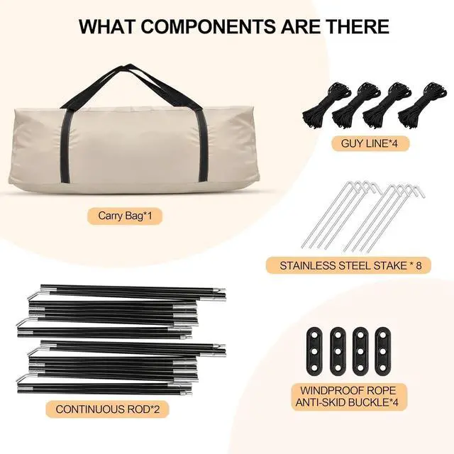 Alt view image 6 of 7 - 12'x12' Portable Camping Screen Tent with UV Protection, 8-10 Person Instant Screen Canopy with Mosquito Net and Waterproof Design for Family Camping Backyard Picnic