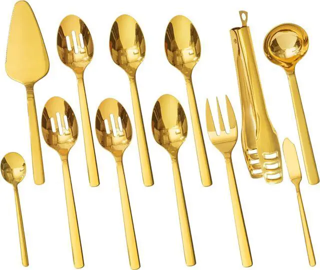 Main image of 16-Piece 18/10 Stainless Steel Serving Utensils Set, Heavy Duty Mirror Polished Serving Tools, Multipurpose Spoon Fork Tongs Cake Server Set for Buffet Wedding Party Dining