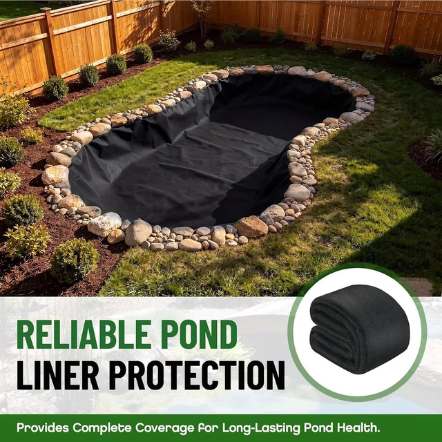 Alt view image 3 of 7 - 20 x 20 FT 6oz Heavy Duty Non Woven Geotextile Pond Underlayment Fabric, Protective Liner Underlay with 10 U-Pins, Weed Barrier Cushion for Outdoor Ponds, Streams, Fountains and Garden Waterfalls