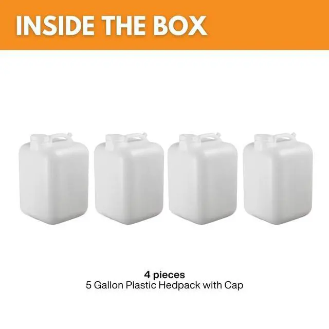 Alt view image 2 of 7 - 5 Gallon Water Jug 4 Pack, BPA-Free Food-Grade HDPE Liquid Container with Sealed Cap, Leak-Proof Water Storage Jug for Brewing Fermentation Camping
