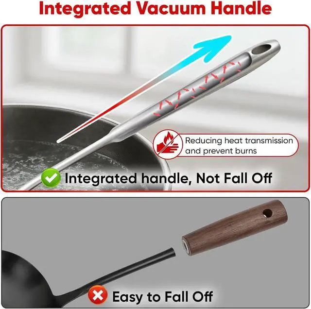 Alt view image 4 of 7 - 12-Piece 304 Stainless Steel Kitchen Utensils Set, Food Grade Rust Resistant Cooking Tools with Spatula Ladle Skimmer Pasta Spoon and More, Ergonomic Hollow Handle Dishwasher Safe Kitchen Accessories