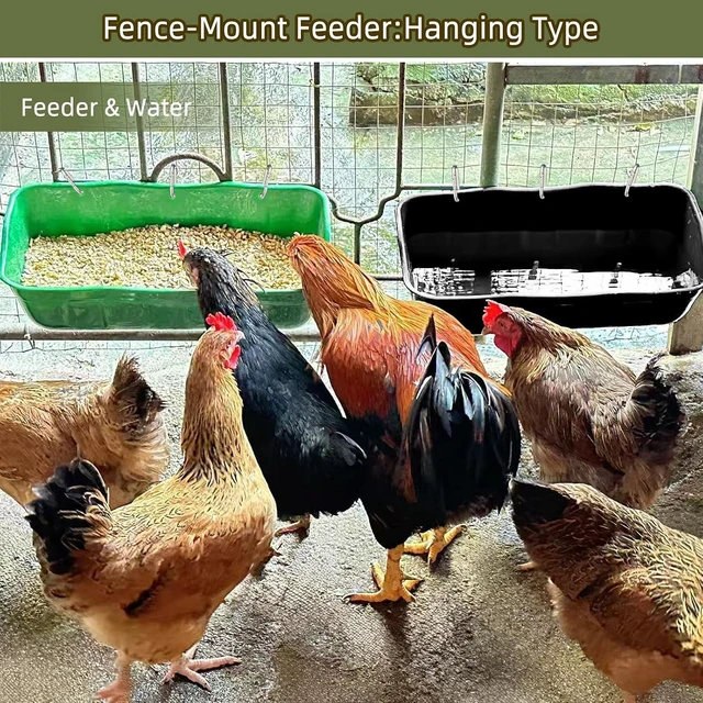 Alt view image 5 of 7 - 6 Pack 7.5 Quart Hanging Livestock Feed Trough BPA Free Plastic Poultry Feeder Waterer Fence Mount Feed Container for Chickens Ducks Goats Small Animals Terracotta