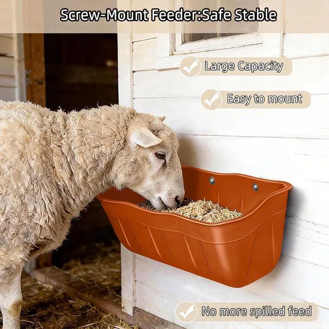 Alt view image 6 of 7 - 6 Pack 7.5 Quart Hanging Livestock Feed Trough BPA Free Plastic Poultry Feeder Waterer Fence Mount Feed Container for Chickens Ducks Goats Small Animals Terracotta