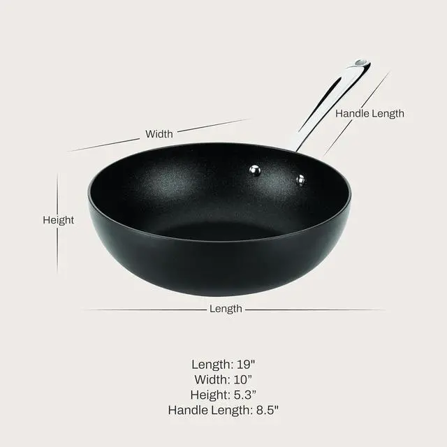 Alt view image 2 of 7 - 10-Inch Hard Anodized Nonstick Wok Pan with Stay-Cool Handle, Induction Ready Oven Safe to 500°F for Stir Fry and All Cooktops