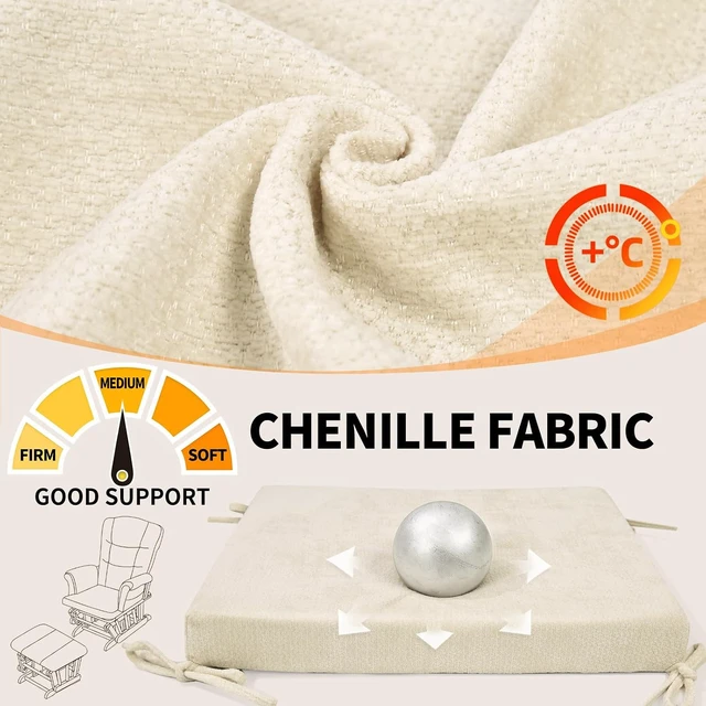 Alt view image 4 of 7 - 5 Piece Chenille Glider Rocker Replacement Cushion Set, Thick Foam Support Cushions with Storage Pocket, Non Slip Washable Full Set for Nursery Living Room
