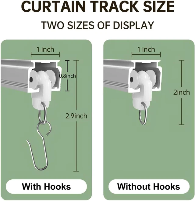 Alt view image 2 of 6 - 18 FT White Aluminum Alloy Curtain Track, Ceiling & Wall Mount Silent Sliding Rail, Heavy Duty Anti-Corrosion Flexible Room Divider Track with Hooks for Indoor Outdoor Use