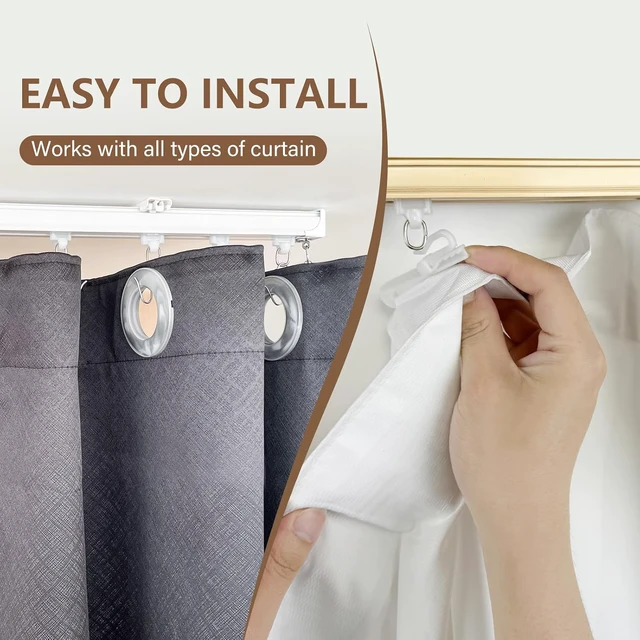 Alt view image 6 of 6 - 18 FT White Aluminum Alloy Curtain Track, Ceiling & Wall Mount Silent Sliding Rail, Heavy Duty Anti-Corrosion Flexible Room Divider Track with Hooks for Indoor Outdoor Use