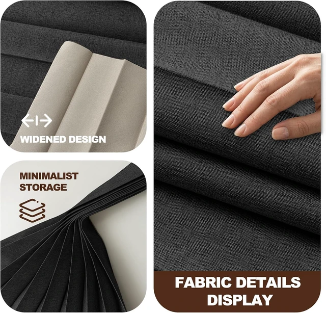 Alt view image 5 of 7 - 100% Light Blocking Accordion Room Divider, Foldable Partition Curtain with Flexible Curved Ceiling Track, Easy Install Space Saving Privacy Screen for Bedroom Living Room Office, Black 100 x 96 Inch