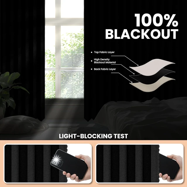 Alt view image 6 of 7 - 100% Light Blocking Accordion Room Divider, Foldable Partition Curtain with Flexible Curved Ceiling Track, Easy Install Space Saving Privacy Screen for Bedroom Living Room Office, Black 100 x 96 Inch