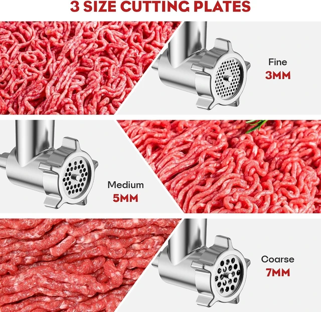 Alt view image 2 of 7 - 2-in-1 Stand Mixer Attachment Set, Food Grade Metal Meat Grinder with Sausage Stuffer Tubes and Stainless Steel Slicer Shredder Grater, Multi Blades Kitchen Food Processing Accessories