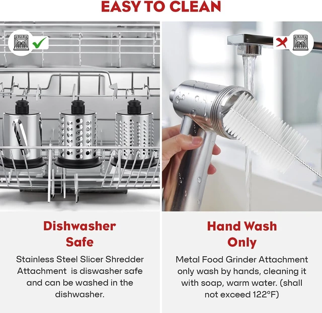 Alt view image 6 of 7 - 2-in-1 Stand Mixer Attachment Set, Food Grade Metal Meat Grinder with Sausage Stuffer Tubes and Stainless Steel Slicer Shredder Grater, Multi Blades Kitchen Food Processing Accessories