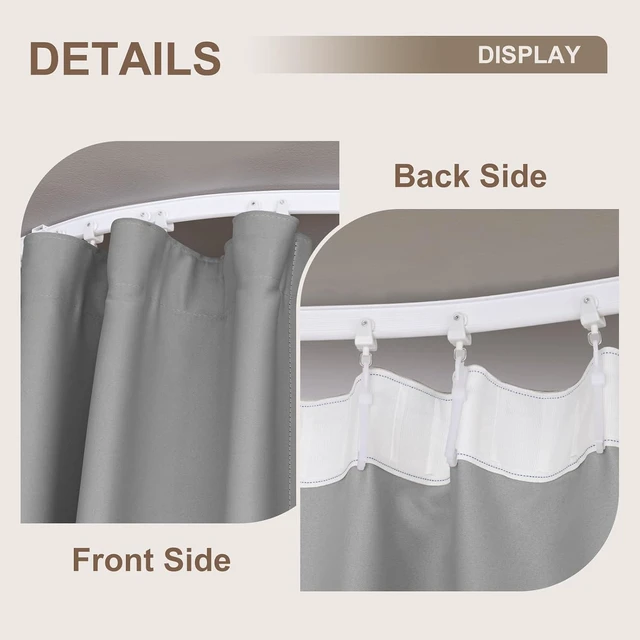 Alt view image 5 of 6 - 180 x 108 Inch Blackout Room Divider Curtain Set, Flexible Bendable Ceiling Track with Silent Pulley, Triple Weave Polyester Washable Privacy Partition Screen for Home Office Patio School, Grey