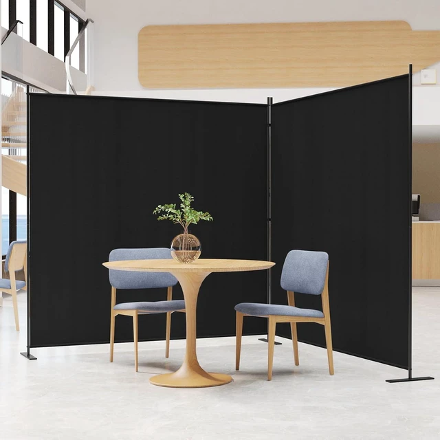 Main image of 2 Panel 6 FT Folding Privacy Screen, 142 x 71 Inch Freestanding Room Divider, Powder Coated Metal Frame Polyester Fabric Portable Temporary Wall Partition for Bedroom Office Studio Dormitory, Black