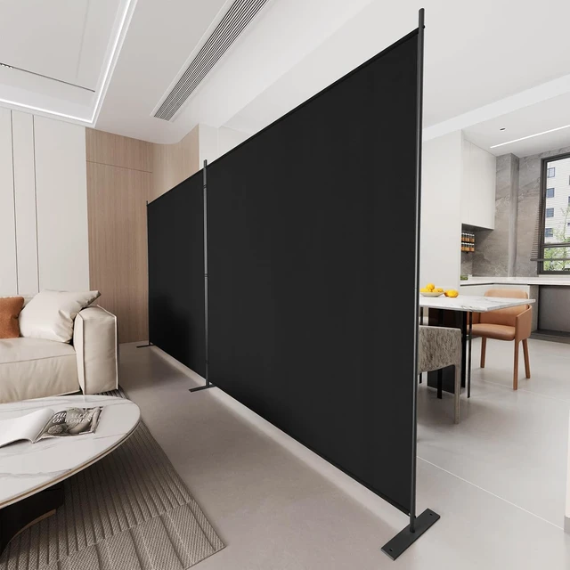 Alt view image 2 of 7 - 2 Panel 6 FT Folding Privacy Screen, 142 x 71 Inch Freestanding Room Divider, Powder Coated Metal Frame Polyester Fabric Portable Temporary Wall Partition for Bedroom Office Studio Dormitory, Black