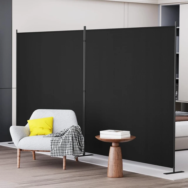 Alt view image 3 of 7 - 2 Panel 6 FT Folding Privacy Screen, 142 x 71 Inch Freestanding Room Divider, Powder Coated Metal Frame Polyester Fabric Portable Temporary Wall Partition for Bedroom Office Studio Dormitory, Black