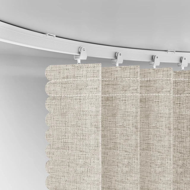 Alt view image 4 of 7 - 100% Blackout Room Divider Curtain, Noise Reducing Partition Screen with Bendable Ceiling Track, Adjustable Pleated Fabric Curtain for Doorway Glass Window Sliding Patio Door, Cream White, W180 x L84