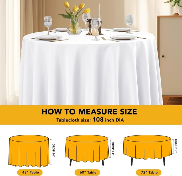Alt view image 6 of 7 - 10 Pack 108 Inch White Round Polyester Tablecloths, Stain and Wrinkle Resistant Washable Table Covers, Fitted Table Cloths for 4-5 FT Round Tables Wedding Banquet Birthday Party Events