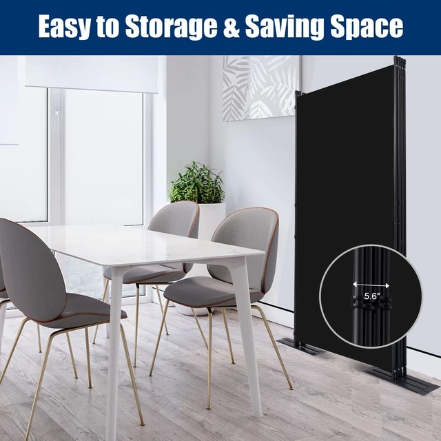 Alt view image 2 of 5 - 4 Panel 6 FT Folding Privacy Screen, 136 Inch Wide Freestanding Room Divider, Upgraded 240g Polyester Fabric Partition Screen with No Gaps, Stable Steel Frame Wall Divider for Home Office Classroom
