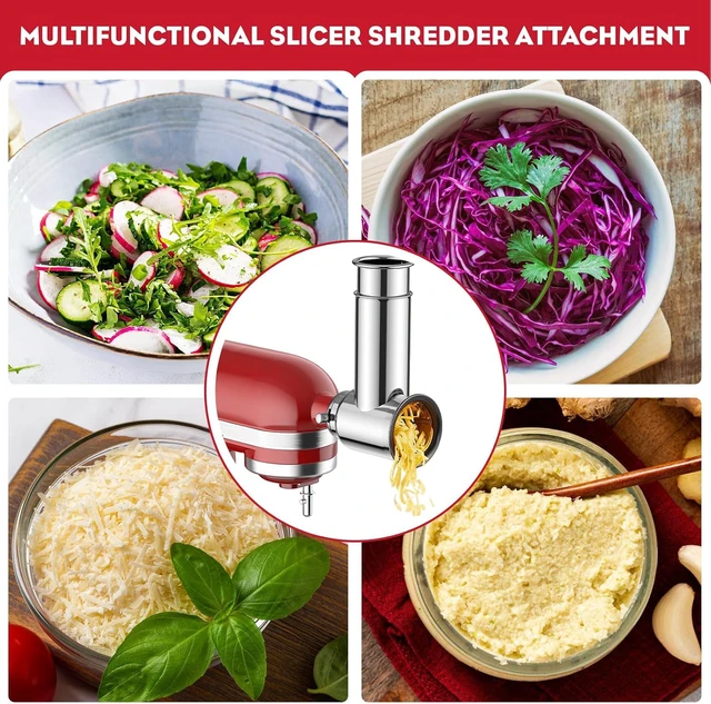 Alt view image 5 of 7 - 2in1 Stand Mixer Attachment Set, Stainless Steel Meat Grinder and Slicer Shredder with Sausage Stuffer Tubes, Food Processing Accessories Compatible with Stand Mixers