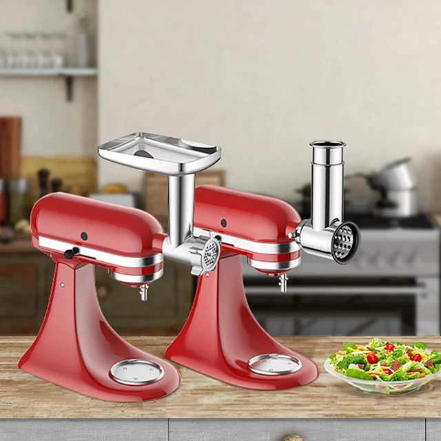 Alt view image 7 of 7 - 2in1 Stand Mixer Attachment Set, Stainless Steel Meat Grinder and Slicer Shredder with Sausage Stuffer Tubes, Food Processing Accessories Compatible with Stand Mixers