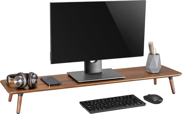 Main image of 39.37 Inch Mid Century Modern Monitor Stand, Mahogany Desktop Shelf, Ergonomic Desk Riser for Computer Laptop Screen, Easy Assembly Desktop Organizer for Home Office