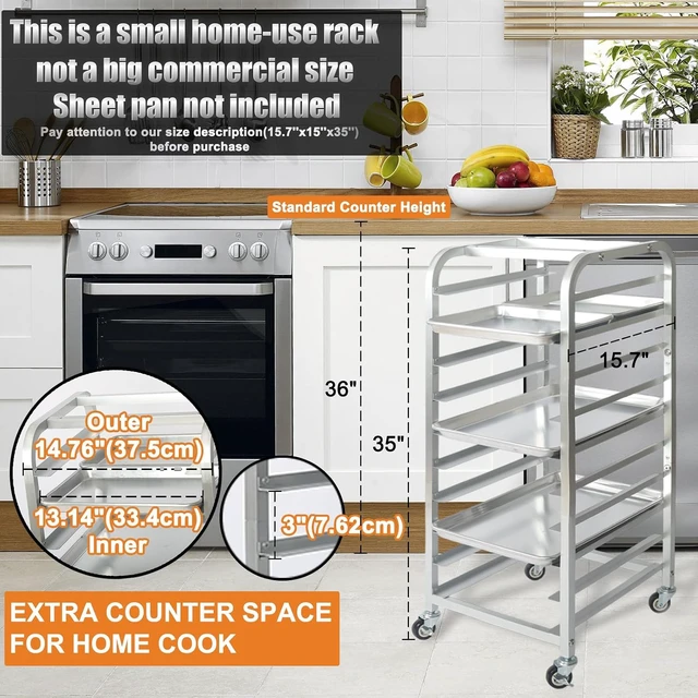 Alt view image 2 of 6 - 10-Tier Rolling Baking Pan Rack with Wheels, Heavy Duty Aluminum Alloy Cooling Rack, Multipurpose Half & Quarter Sheet Pan Storage Cart for Home Bakery Dough Proofing Baking Soap Candle Making