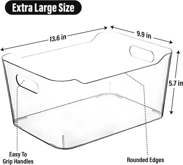 Alt view image 2 of 4 - Extra Large Clear Plastic Storage Bins, Stackable BPAFree Organizer Containers for Kitchen Pantry Fridge Freezer Bathroom Laundry Room Home Organization