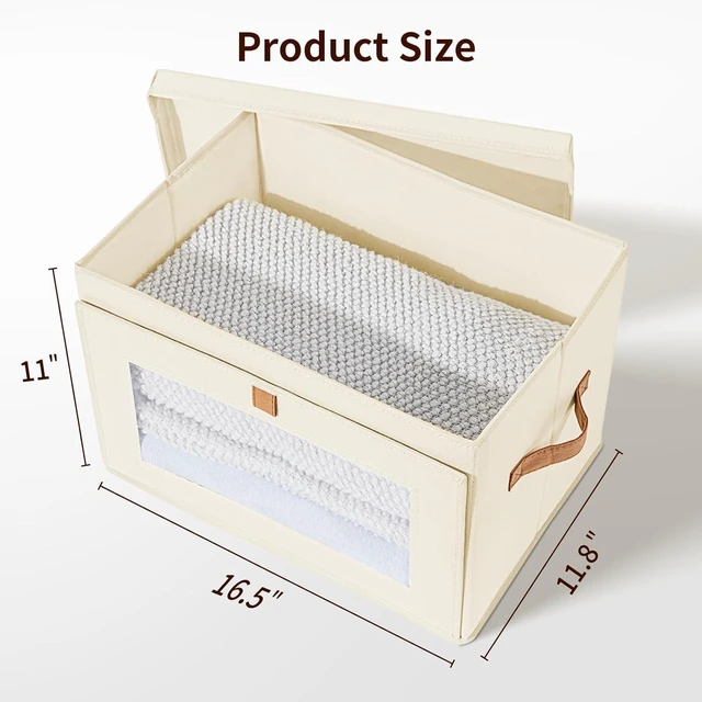 Alt view image 6 of 6 - Collapsible Fabric Storage Bins with Lids, 8 Pack Large Closet Organizer with Window & Reinforced Handles, Storage Boxes for Shelves Under Bed, Clothes Blankets Sweaters Books