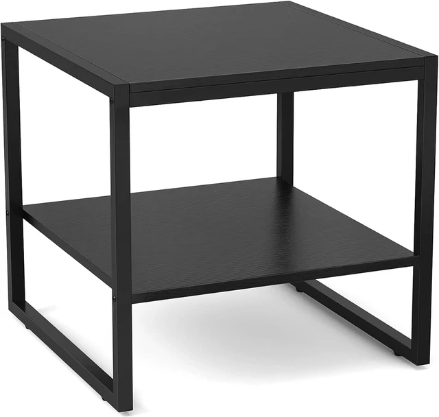 Main image of 20 Inch Square End Table, Industrial 2-Tier Compact Side Table, Waterproof Scratch Resistant Mini Fridge Stand with Storage Shelf, Sturdy Cube Accent Table for Living Room Bedroom Office Small Spaces