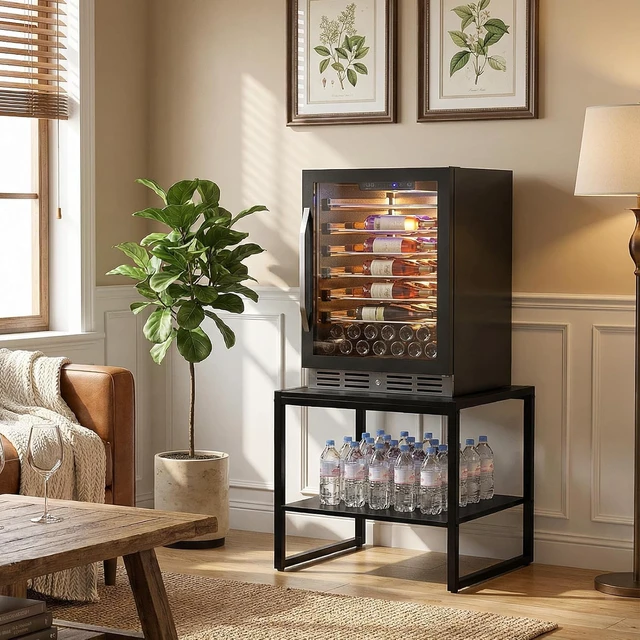 Alt view image 4 of 7 - 20 Inch Square End Table, Industrial 2-Tier Compact Side Table, Waterproof Scratch Resistant Mini Fridge Stand with Storage Shelf, Sturdy Cube Accent Table for Living Room Bedroom Office Small Spaces