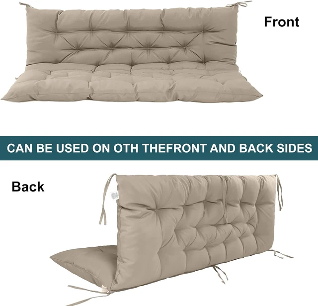 Alt view image 5 of 7 - 60 x 40 Inch 4InchThick Porch Swing Replacement Cushion, Khaki WaterRepellent Oxford Fabric with Backrest, for 23Seat Patio Swings Gliders and Garden Benches